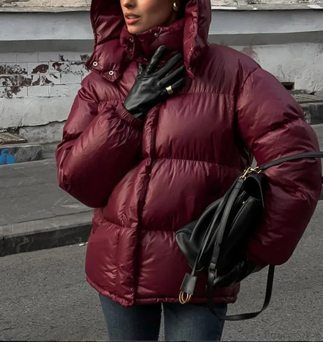 Eliza pikowany płaszcz parka z kapturem