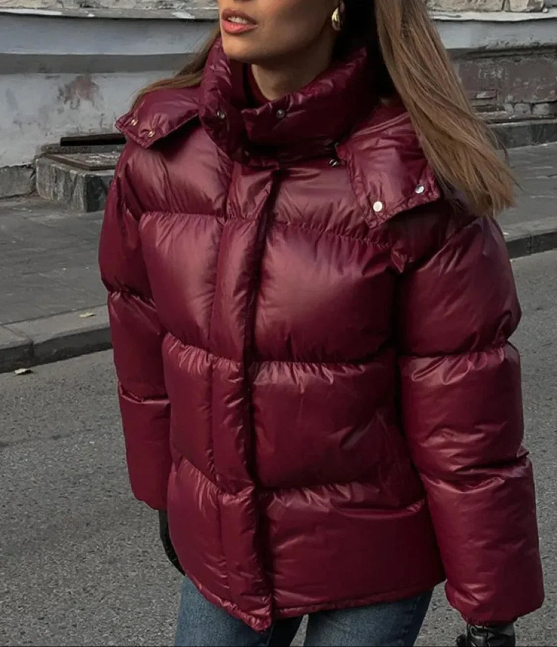 Eliza pikowany płaszcz parka z kapturem