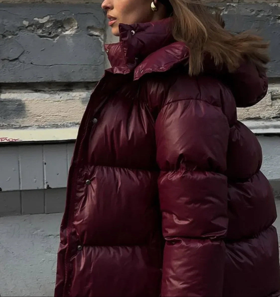 Eliza pikowany płaszcz parka z kapturem