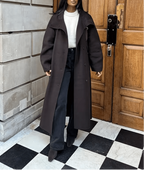 Płaszcz długi z paskiem i stójką Sara