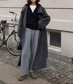 Płaszcz długi z paskiem i stójką Sara