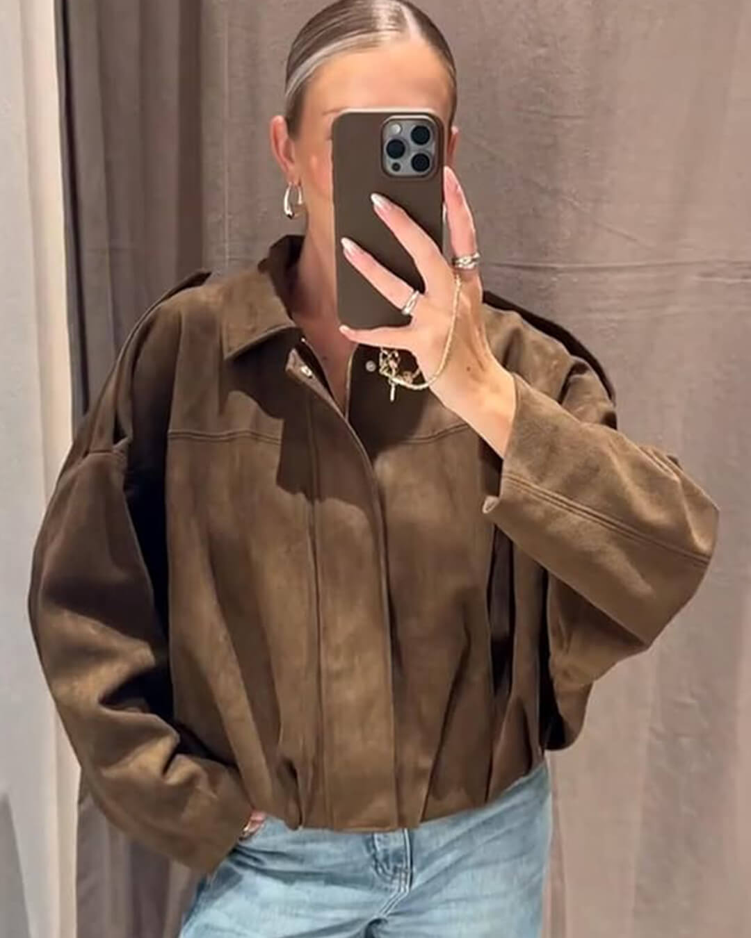 Kurtka bomberka z zamszu Laura