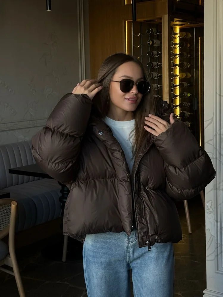 Krótka pikowana kurtka z kapturem Amanda