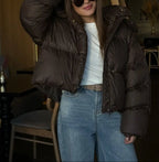 Krótka pikowana kurtka z kapturem Amanda